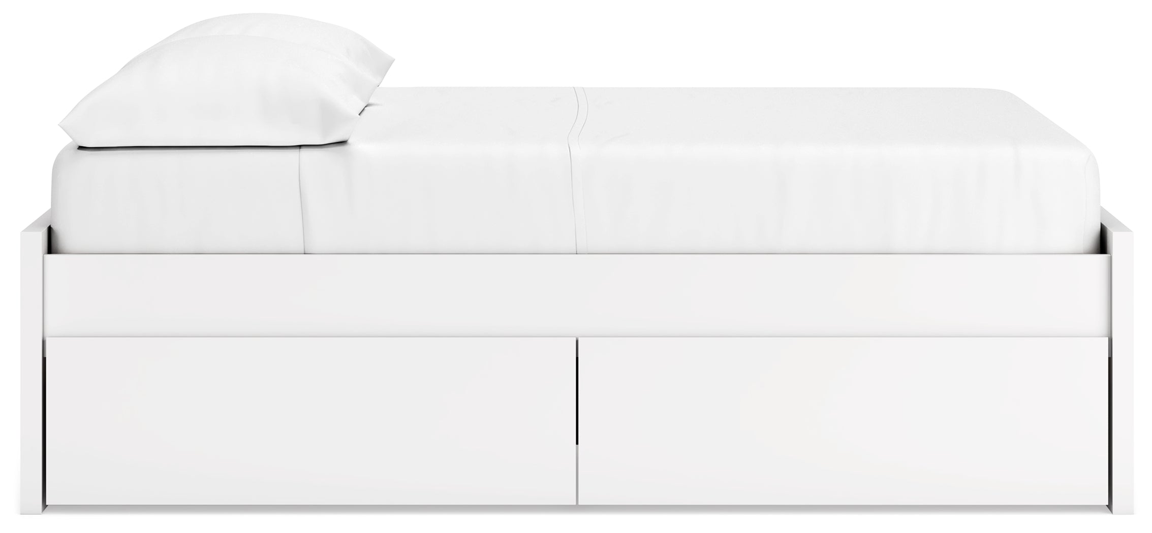 Onita White Full Platform Youth Bed with 1 Side Storage