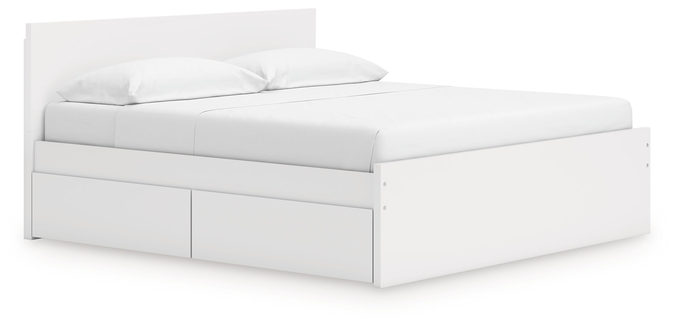 Onita White King Panel Platform Bed with 2 Side Storage