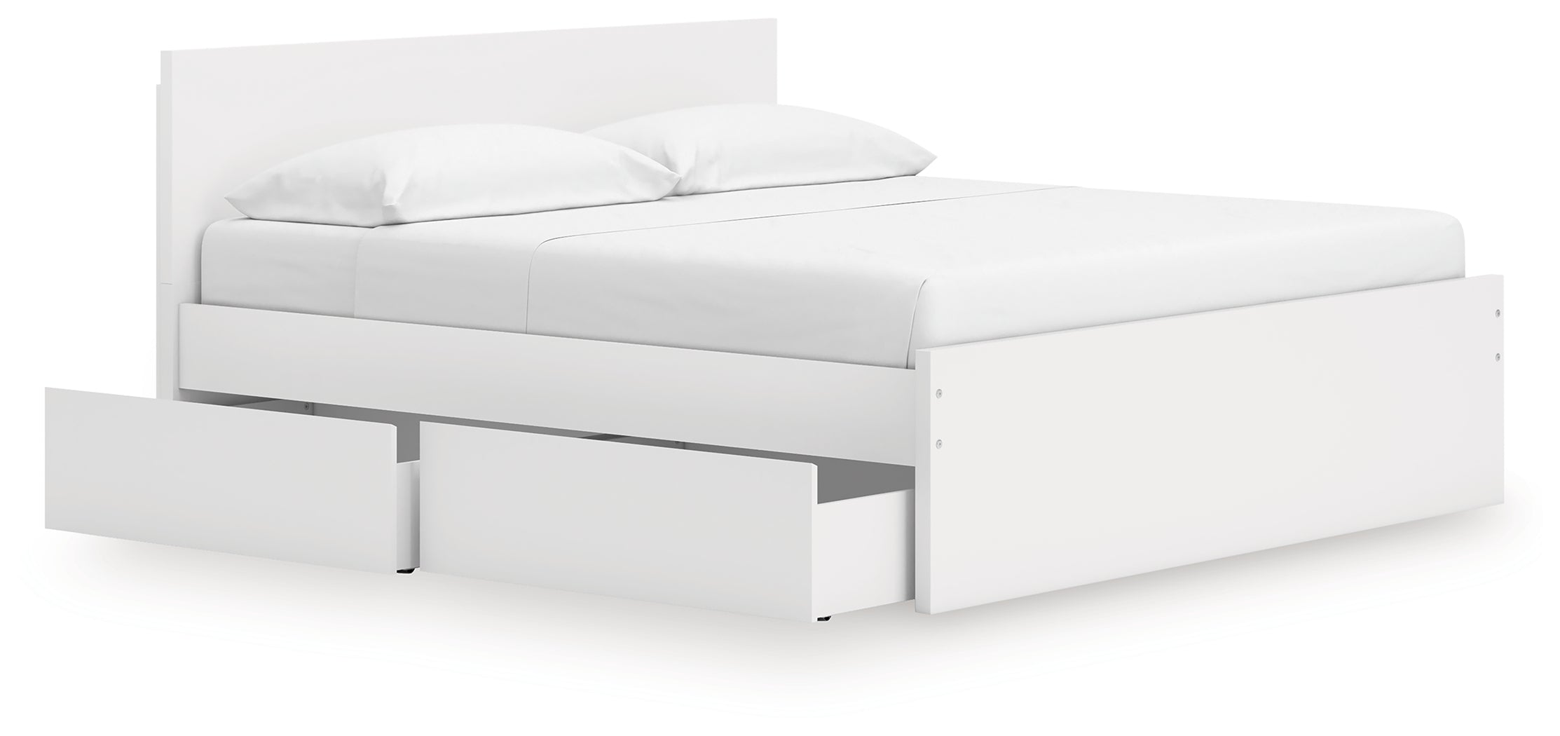 Onita White King Panel Platform Bed with 2 Side Storage