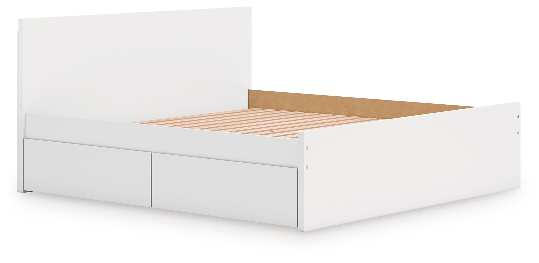 Onita White King Panel Platform Bed with 2 Side Storage
