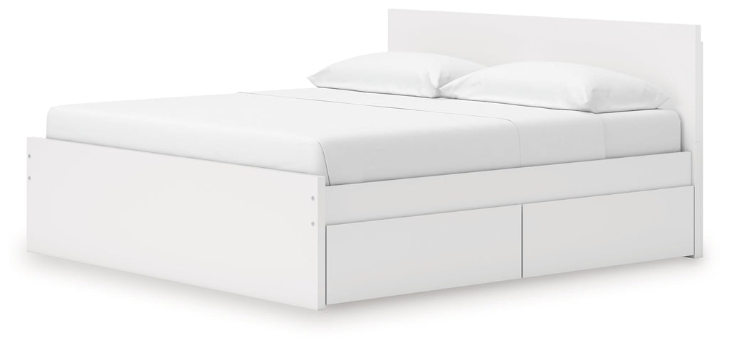 Onita White King Panel Platform Bed with 2 Side Storage