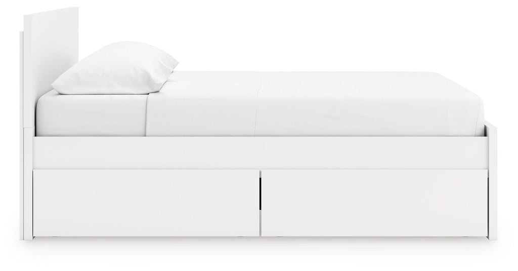 Onita White King Panel Platform Bed with 2 Side Storage