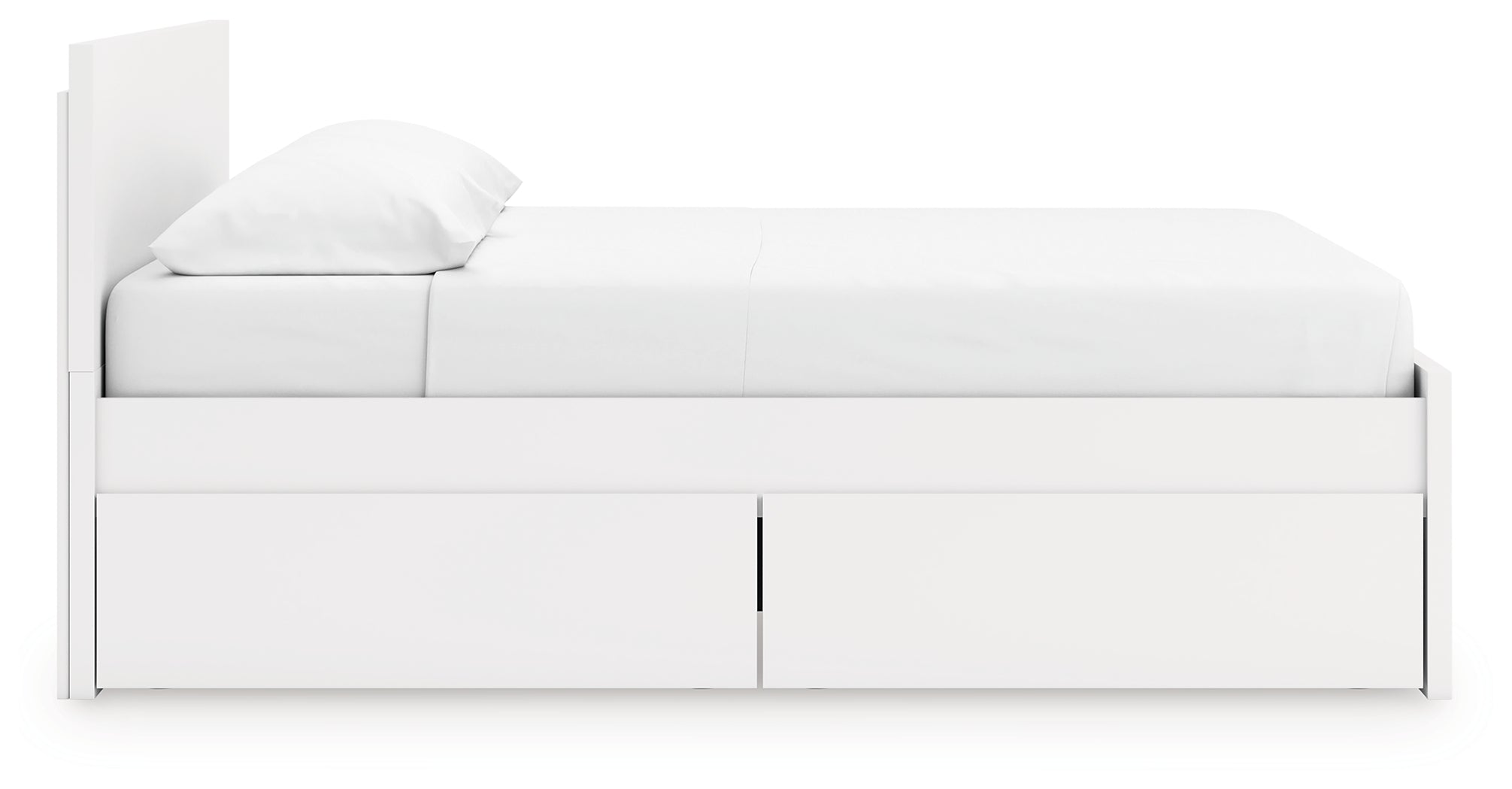 Onita White King Panel Platform Bed with 2 Side Storage