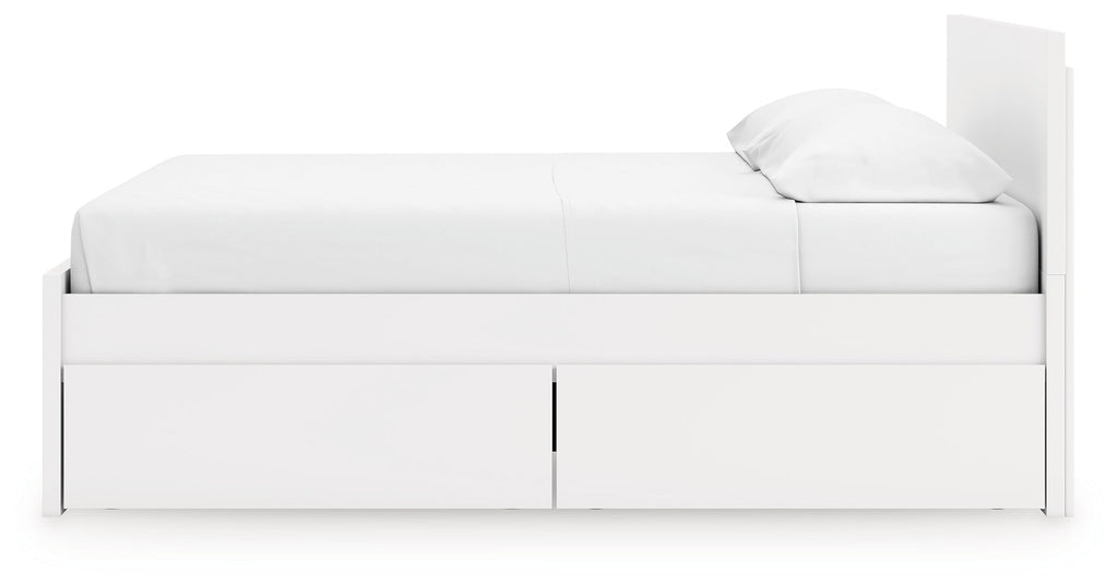 Onita White King Panel Platform Bed with 2 Side Storage
