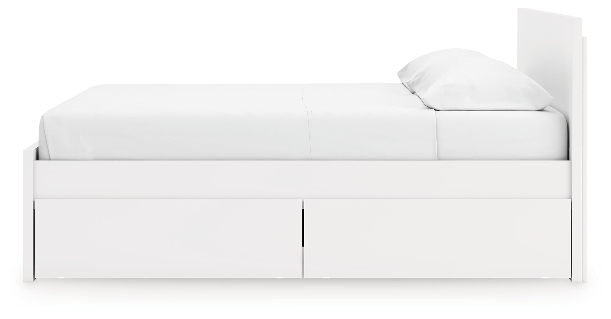 Onita White King Panel Platform Bed with 2 Side Storage