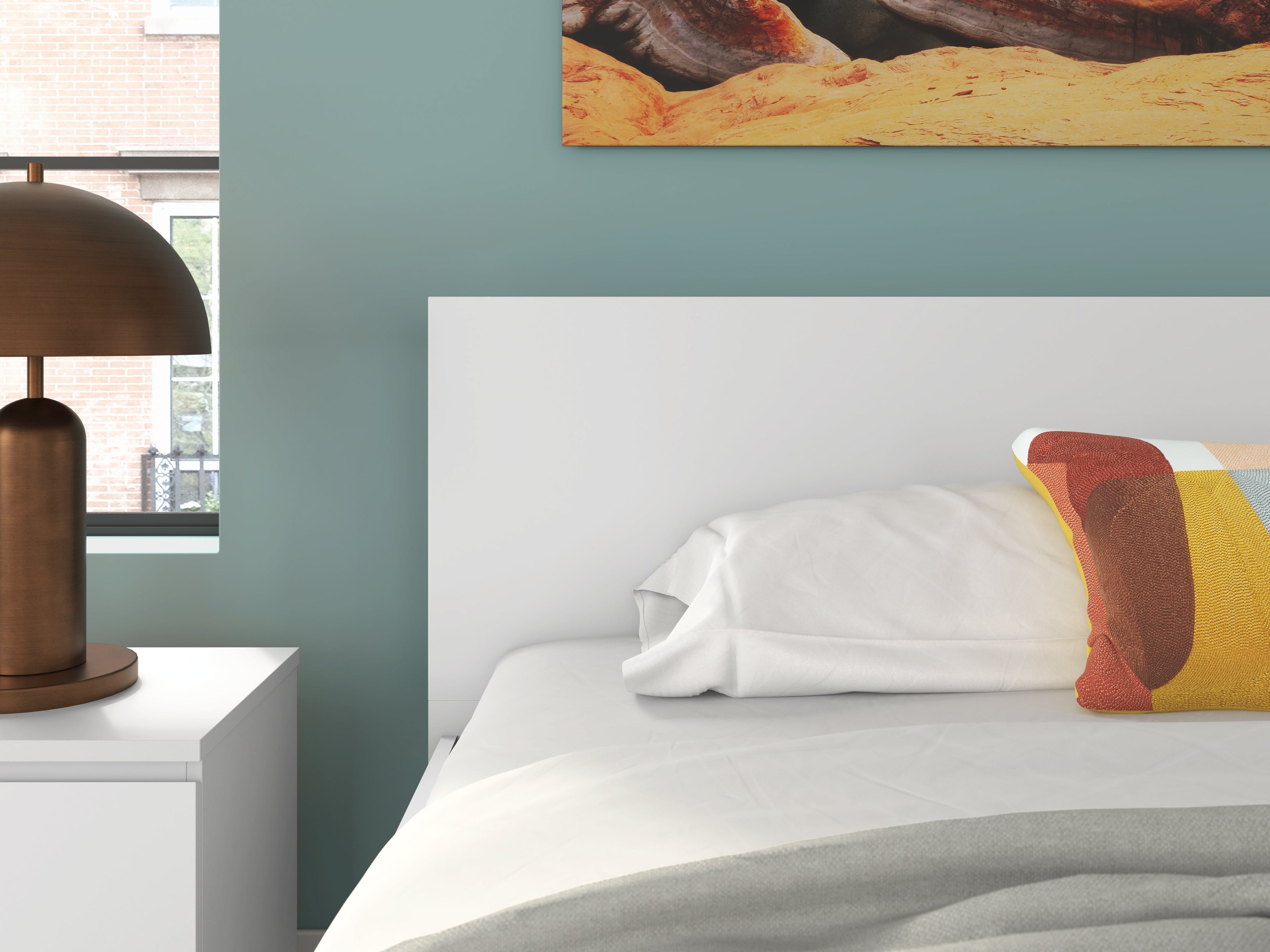 Onita White King Panel Platform Bed with 2 Side Storage
