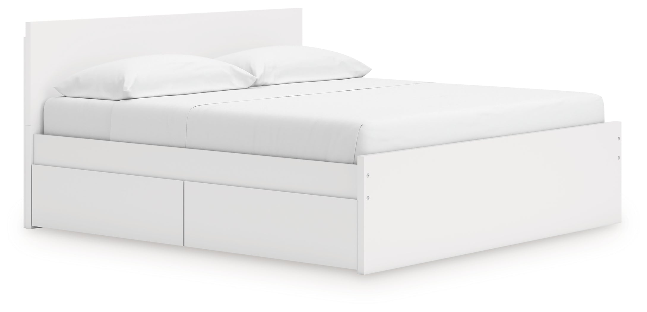 Onita White King Panel Platform Bed with Storage