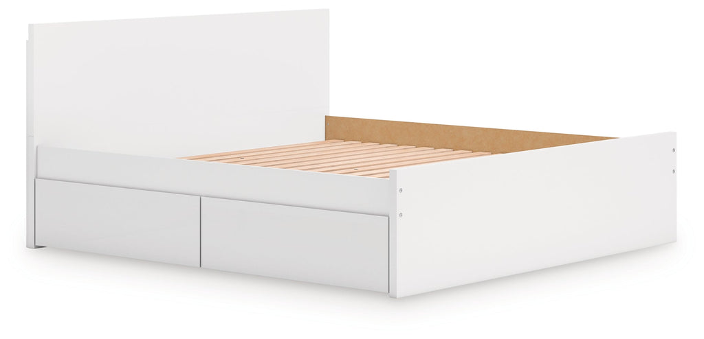 Onita White King Panel Platform Bed with Storage