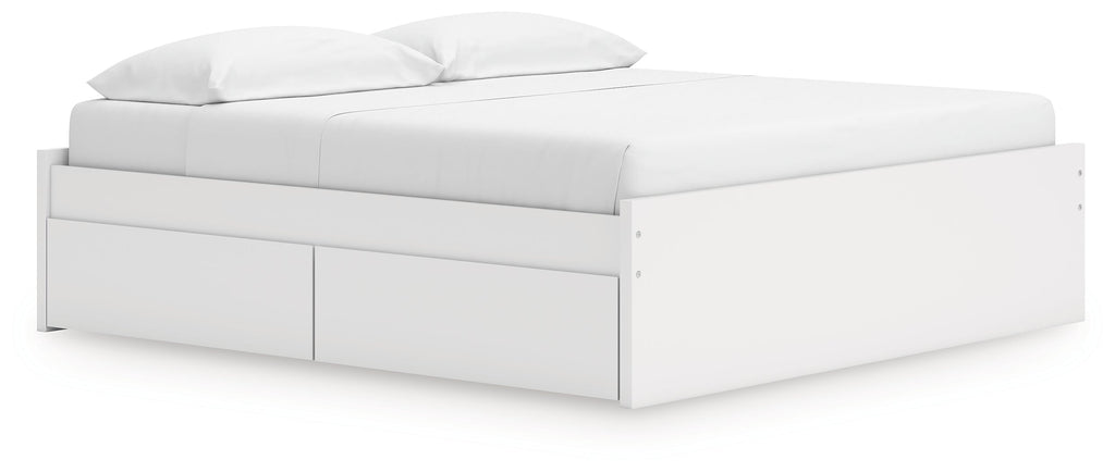 Onita White King Platform Bed with 1 Side Storage