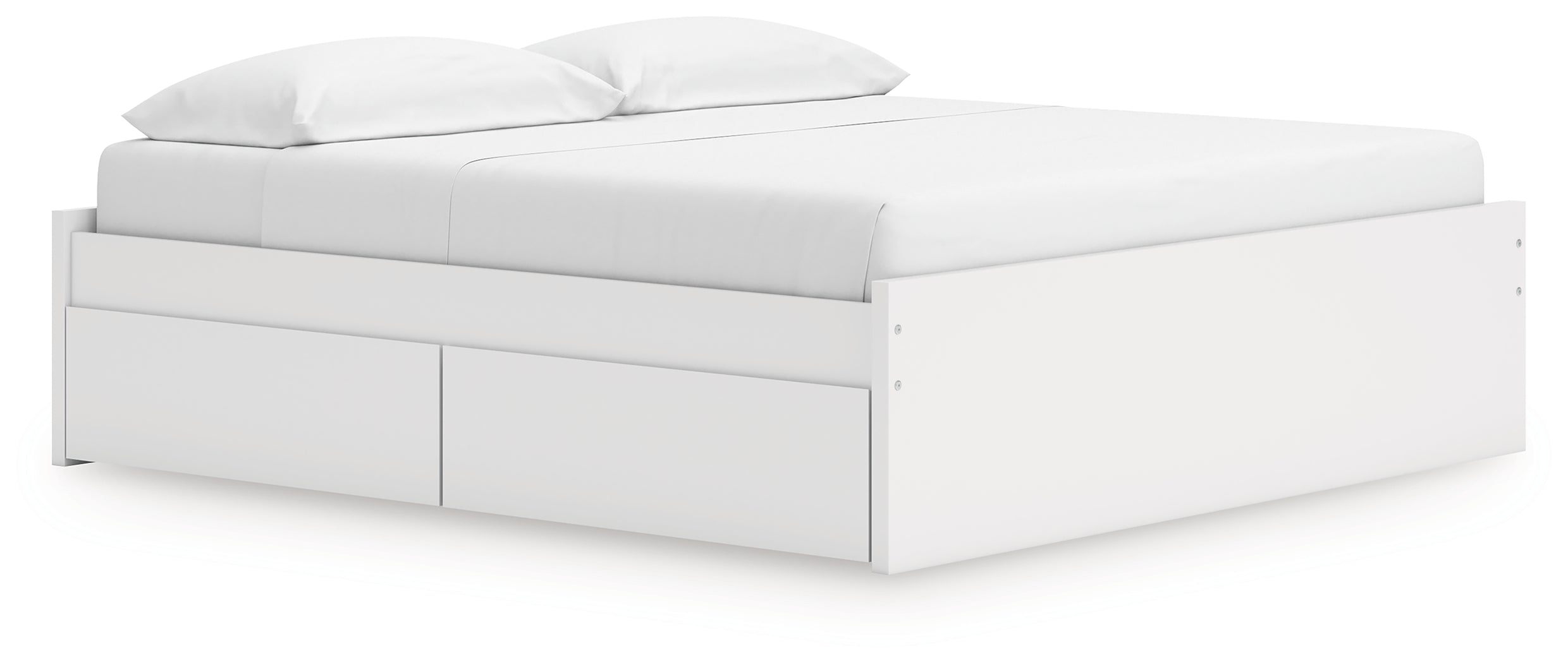 Onita White King Platform Bed with 1 Side Storage