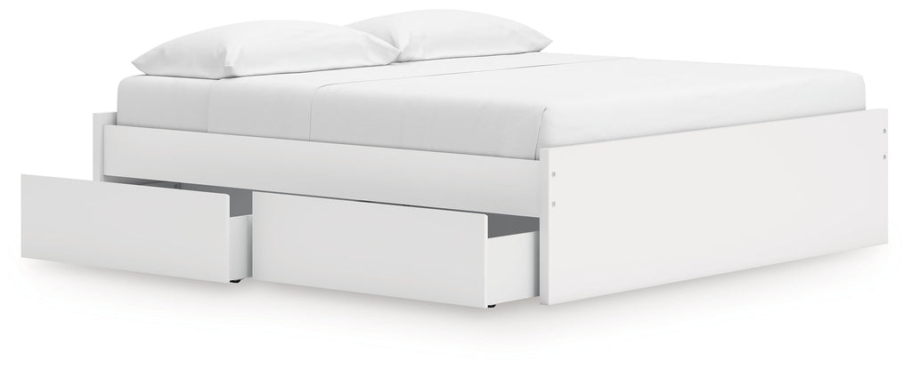 Onita White King Platform Bed with 1 Side Storage