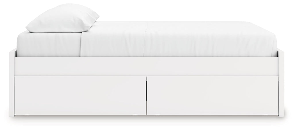 Onita White King Platform Bed with 1 Side Storage