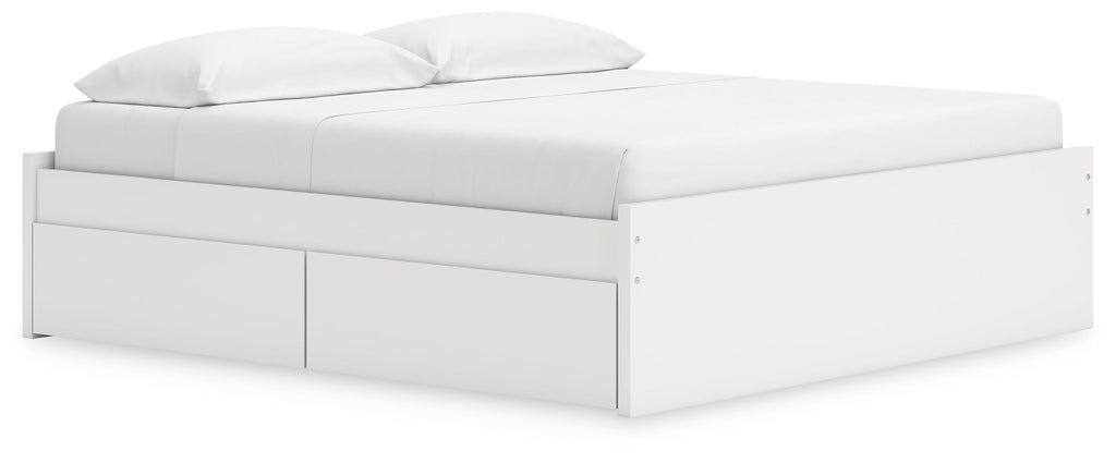 Onita White King Platform Bed with 2 Side Storage