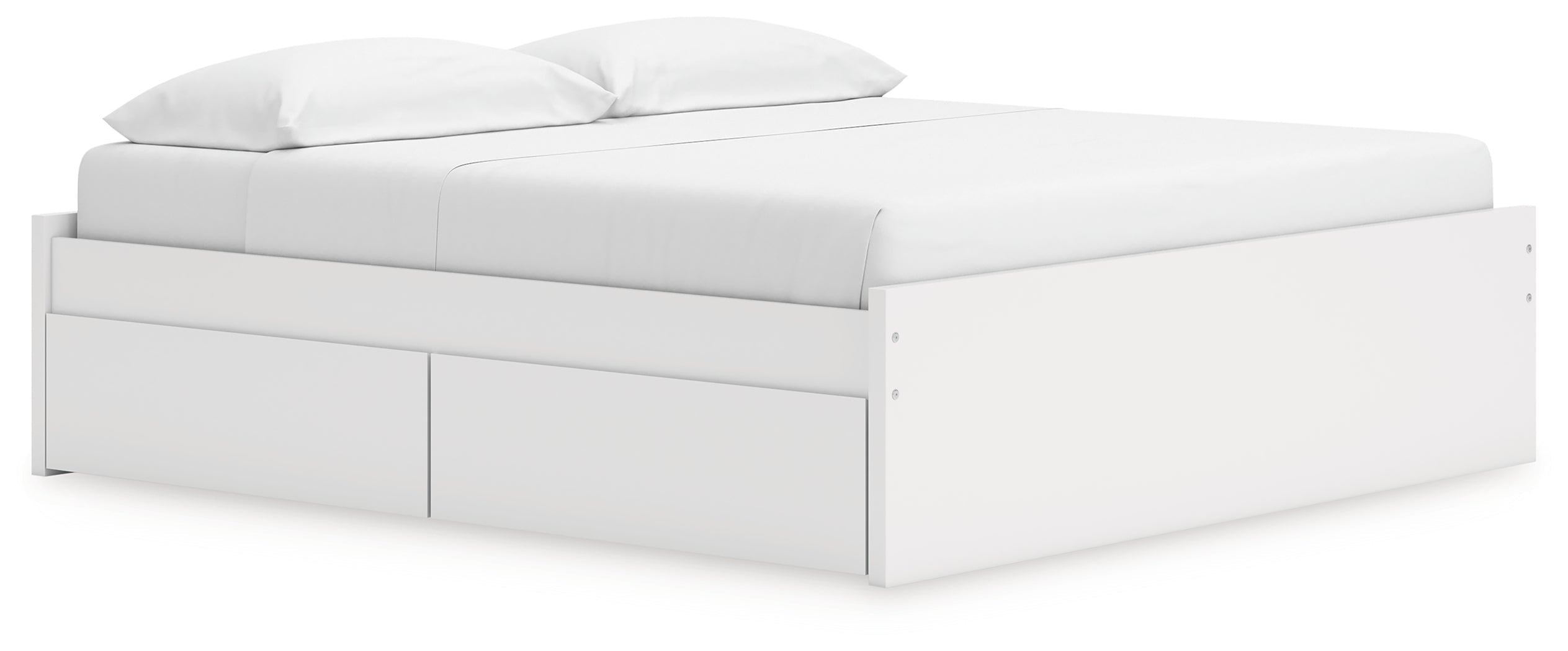 Onita White King Platform Bed with 2 Side Storage