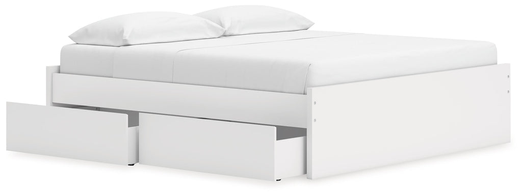 Onita White King Platform Bed with 2 Side Storage