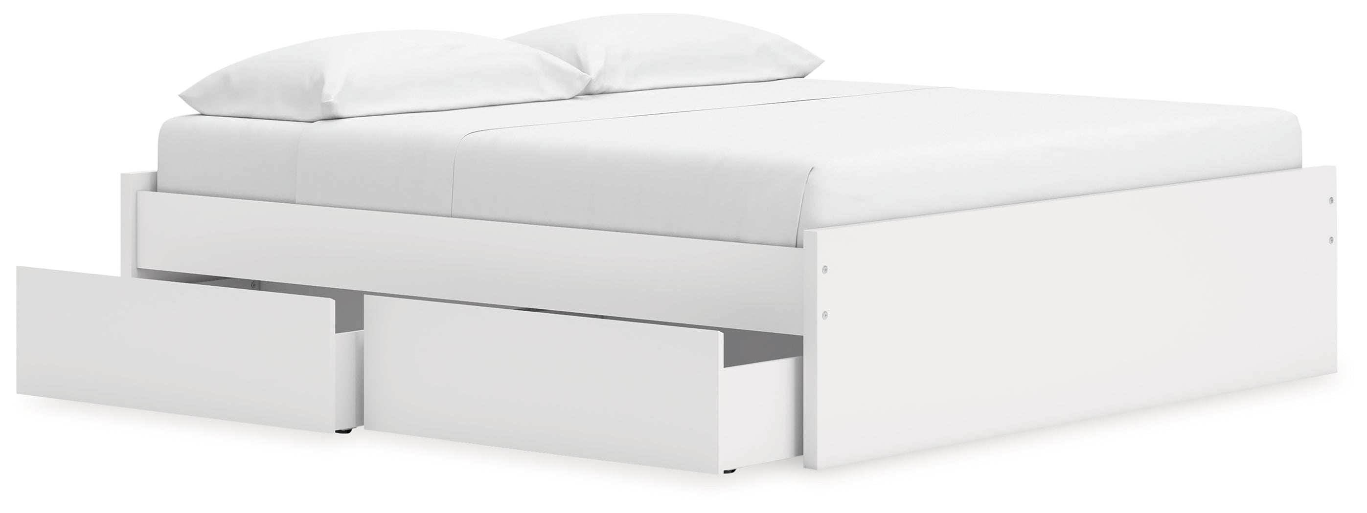 Onita White King Platform Bed with 2 Side Storage