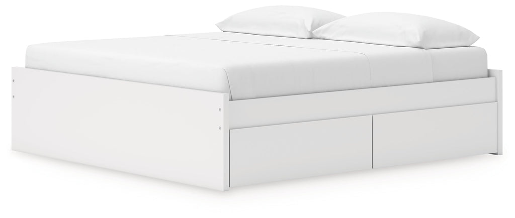 Onita White King Platform Bed with 2 Side Storage