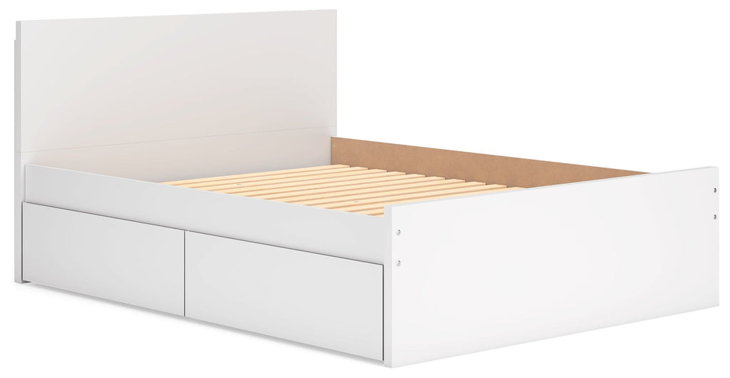 Onita White Queen Panel Platform Bed with 2 Side Storage