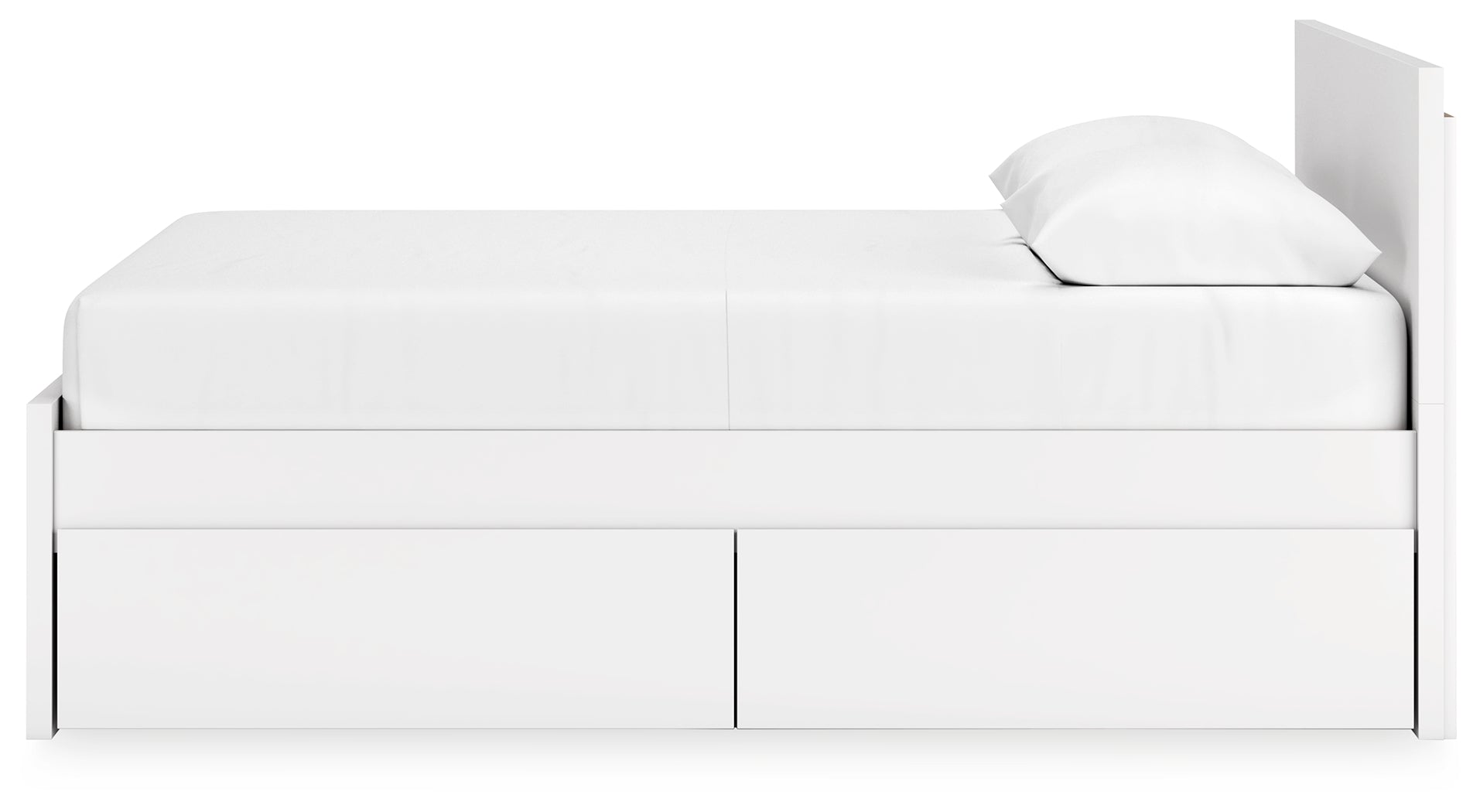 Onita White Queen Panel Platform Bed with 2 Side Storage