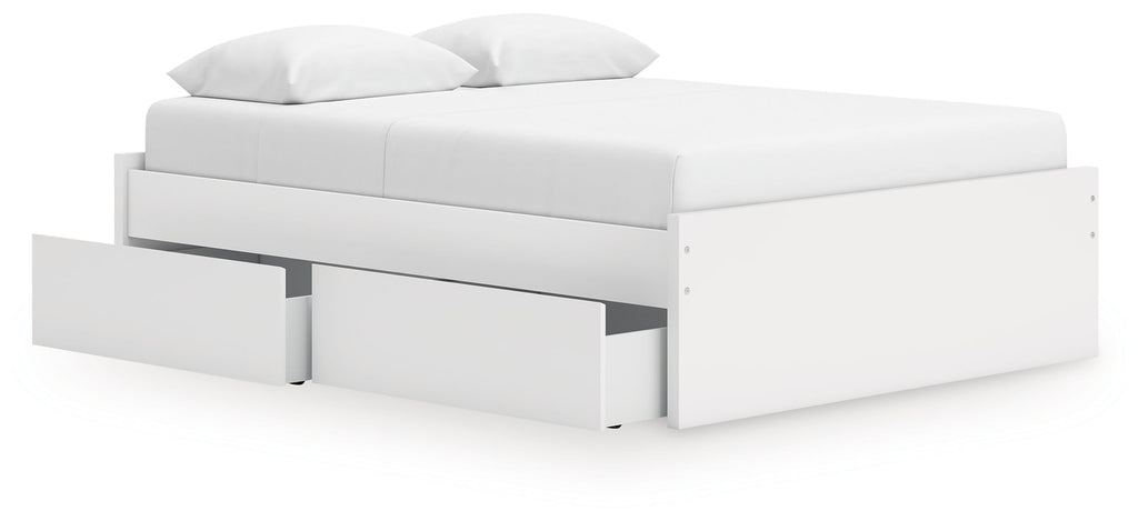Onita White Queen Platform Bed with 1 Side Storage