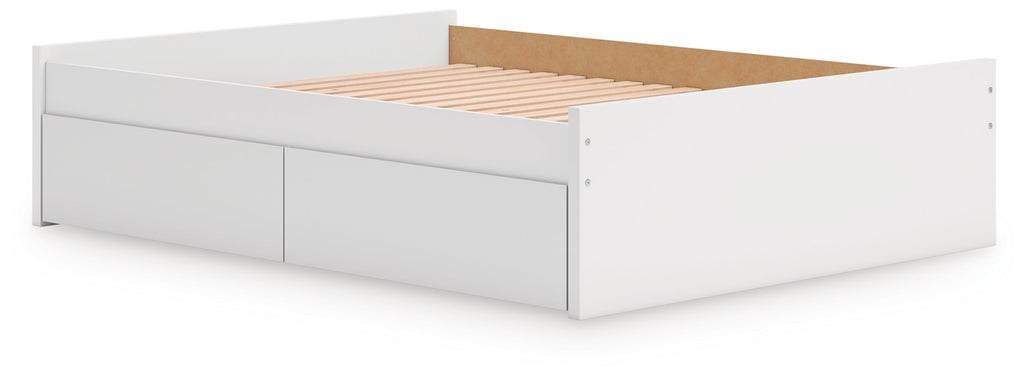 Onita White Queen Platform Bed with 1 Side Storage