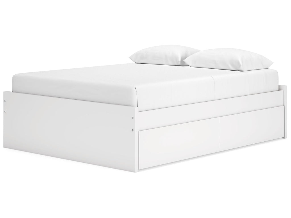 Onita White Queen Platform Bed with 2 Side Storage