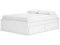 Onita White Queen Platform Bed with 2 Side Storage