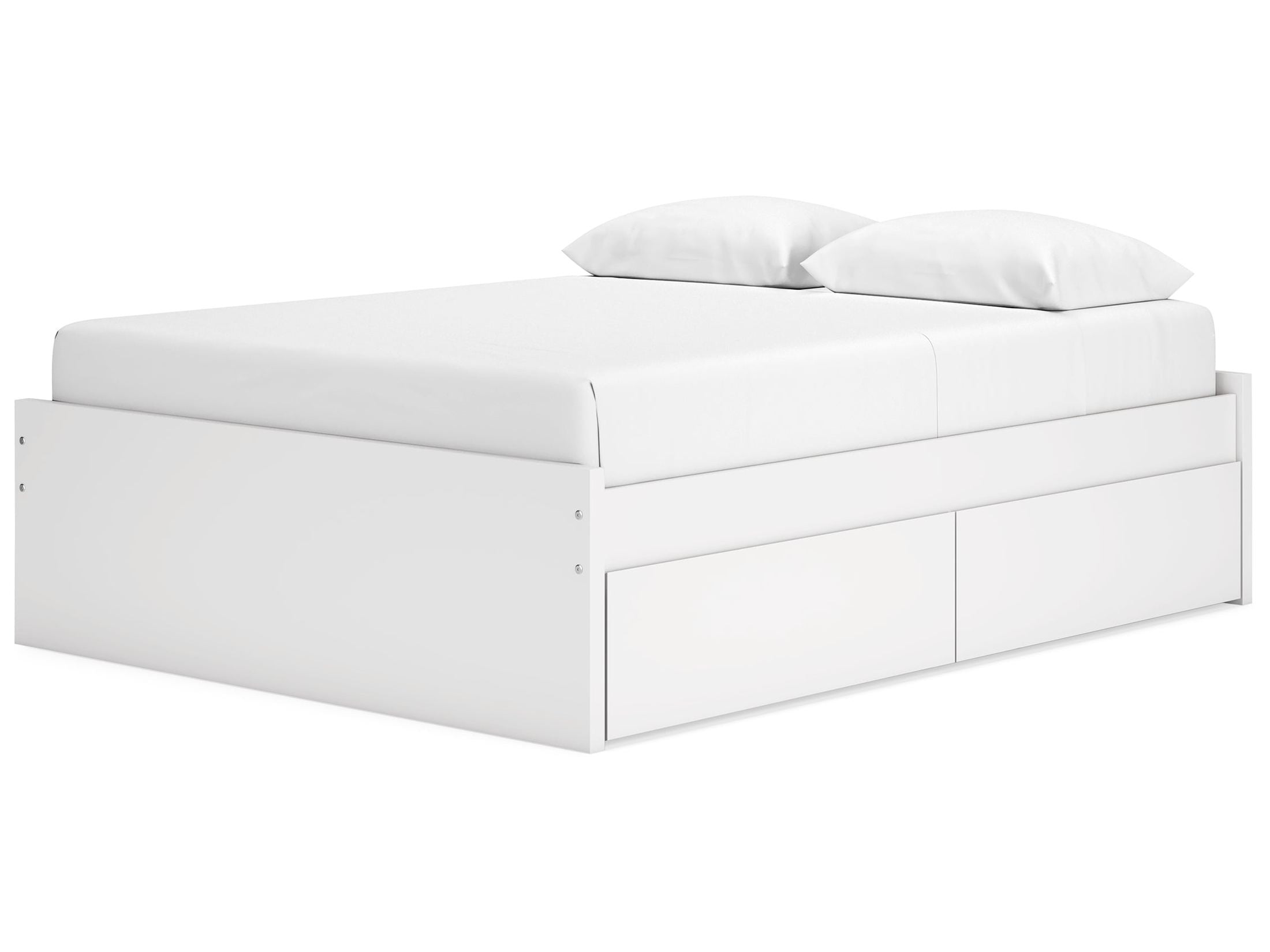 Onita White Queen Platform Bed with 2 Side Storage