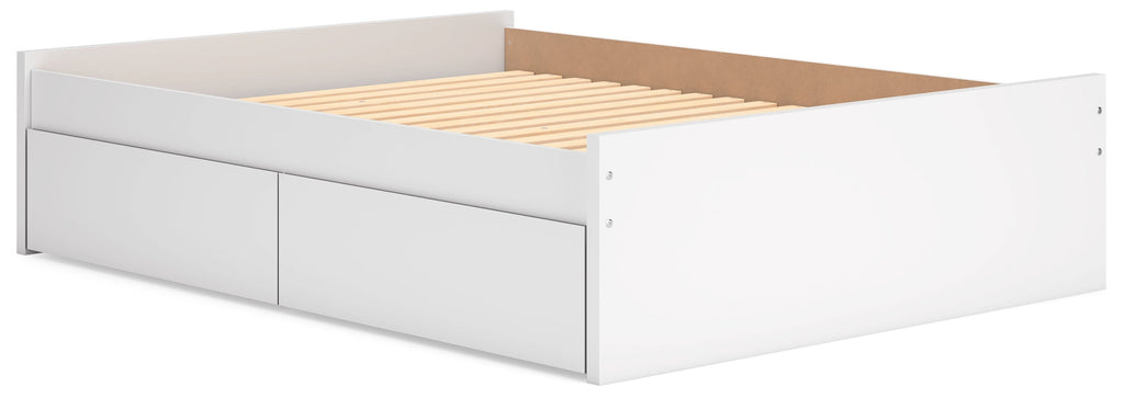 Onita White Queen Platform Bed with 2 Side Storage