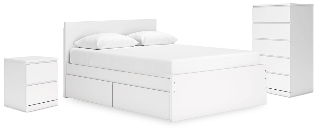 Onita White Queen Storage Bed, Chest and Nightstand