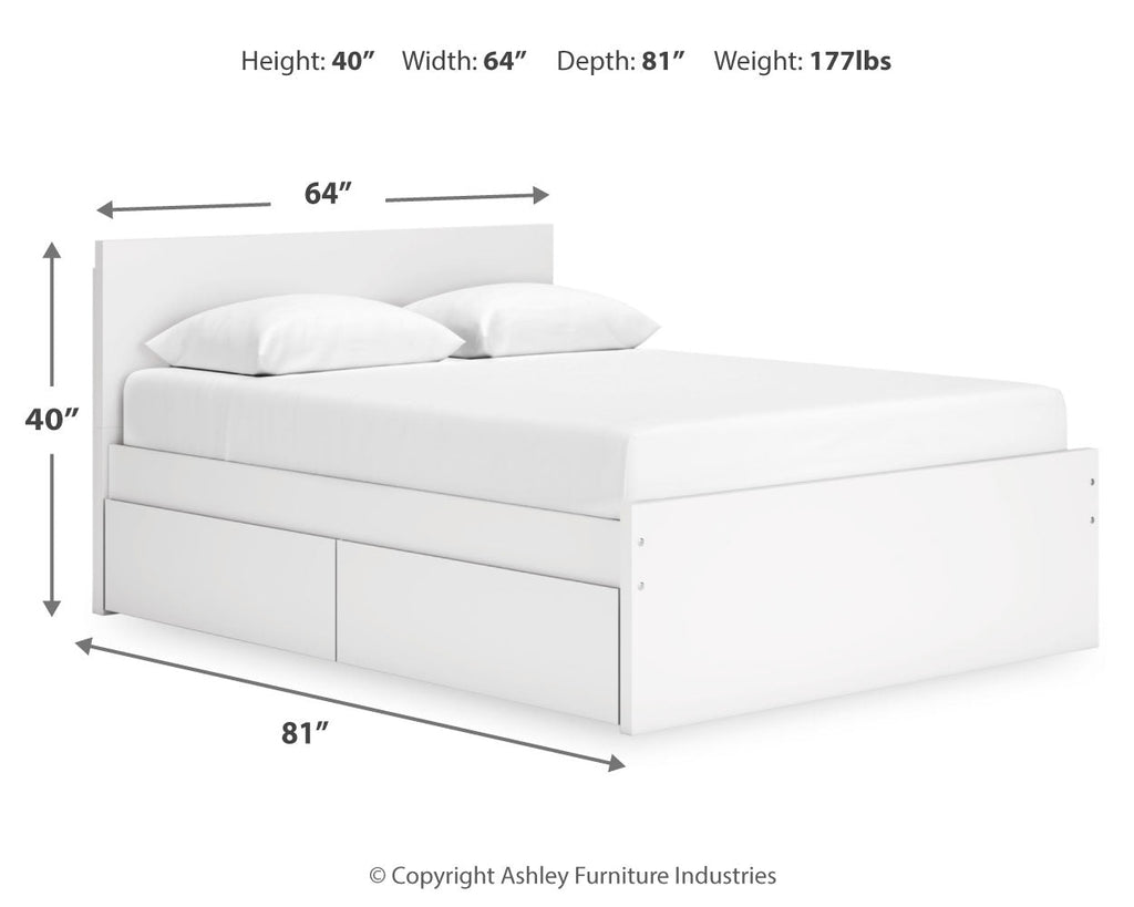 Onita White Queen Storage Bed, Chest and Nightstand