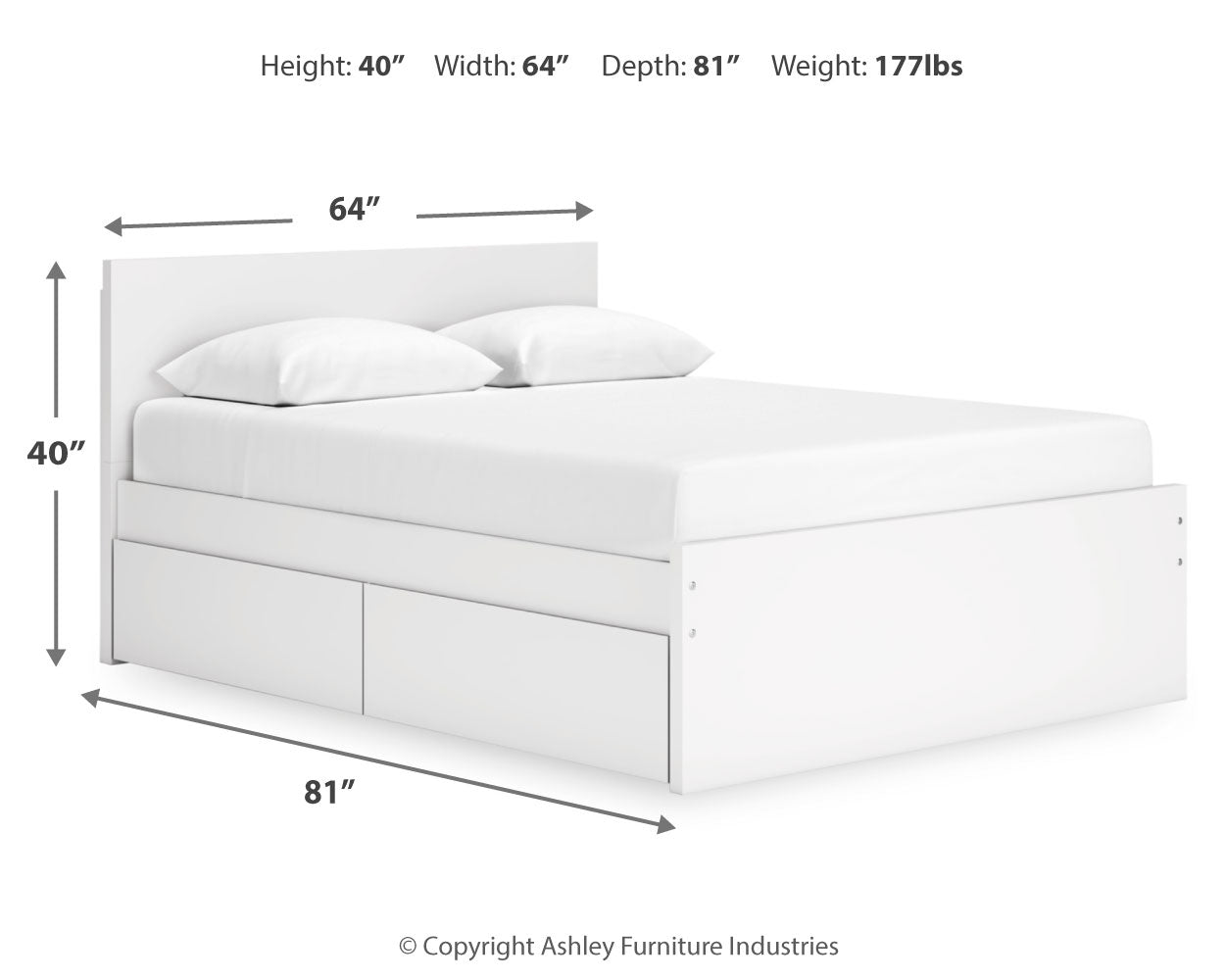 Onita White Queen Storage Bed, Chest and Nightstand