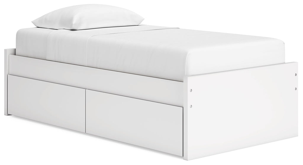 Onita White Twin Platform Youth Bed with 1 Side Storage