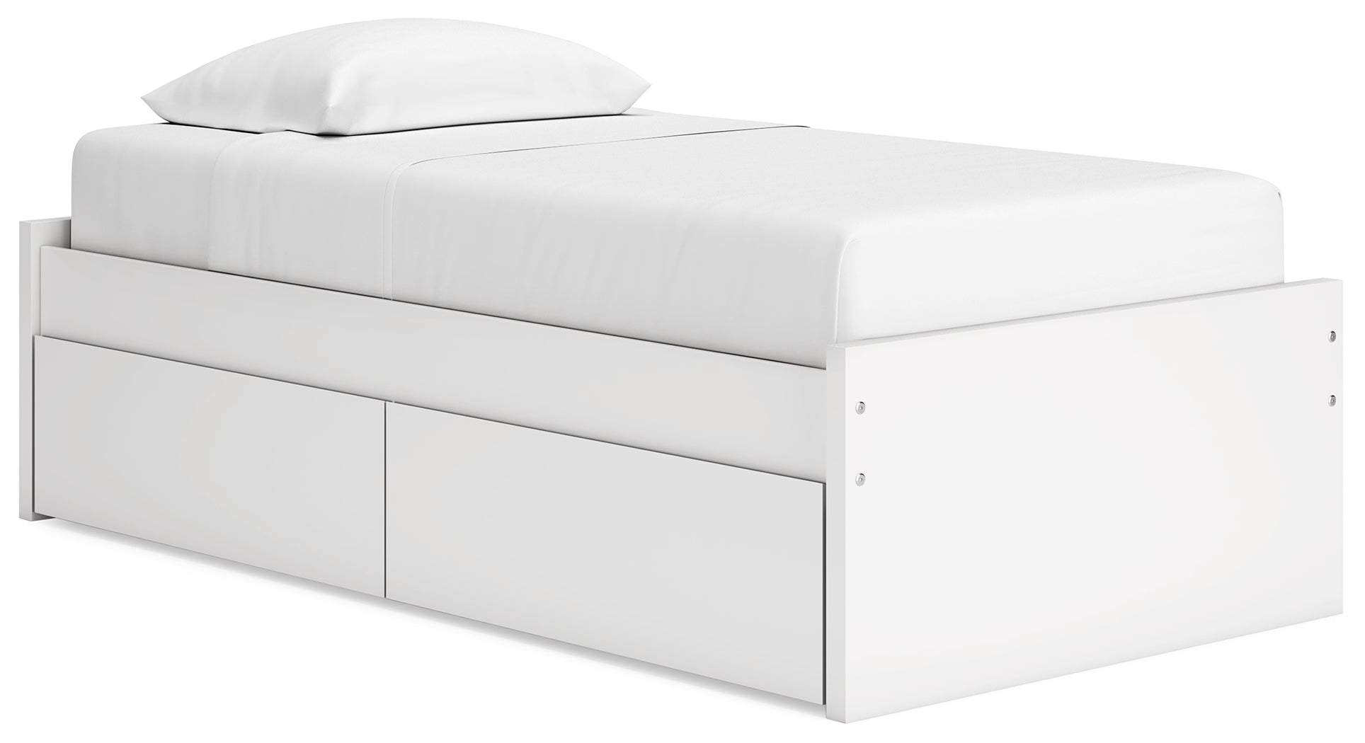 Onita White Twin Platform Youth Bed with 1 Side Storage