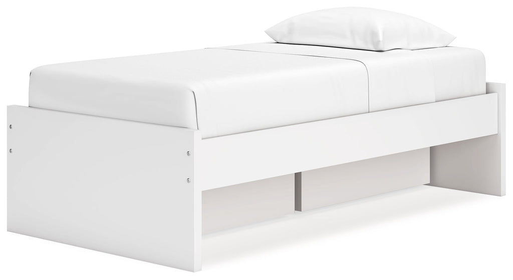 Onita White Twin Platform Youth Bed with 1 Side Storage