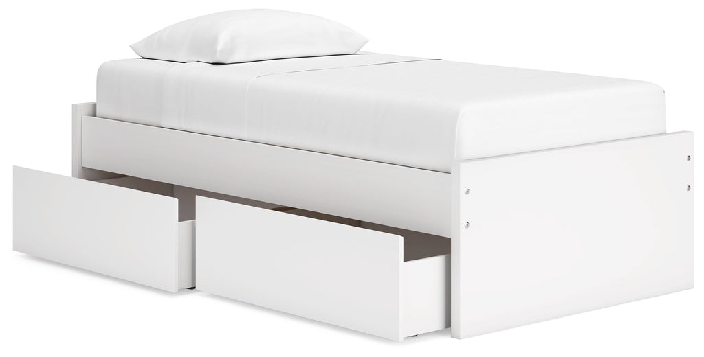 Onita White Twin Platform Youth Bed with 1 Side Storage