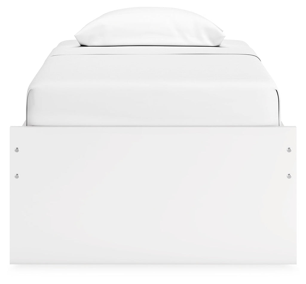 Onita White Twin Platform Youth Bed with 1 Side Storage