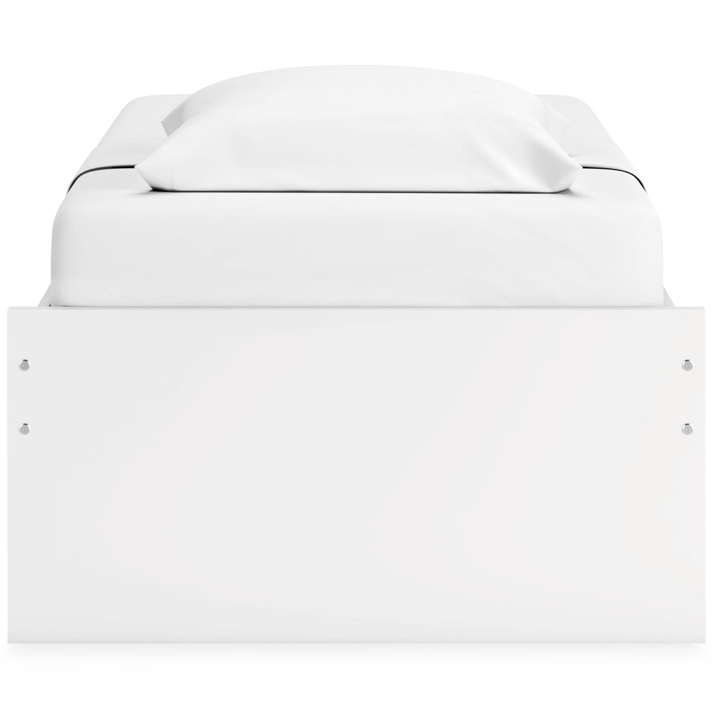 Onita White Twin Platform Youth Bed with 1 Side Storage