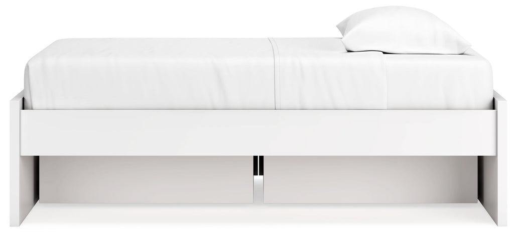 Onita White Twin Platform Youth Bed with 1 Side Storage