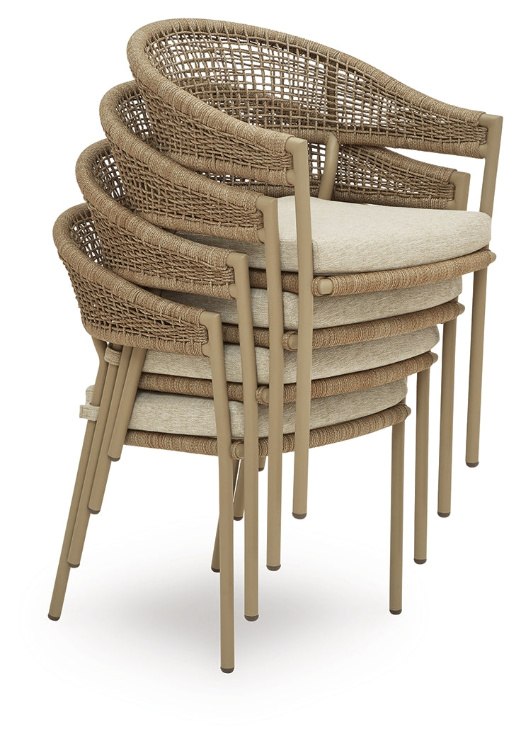 Orchard Beach Beige Arm Chair With Cushion (Set of 4)