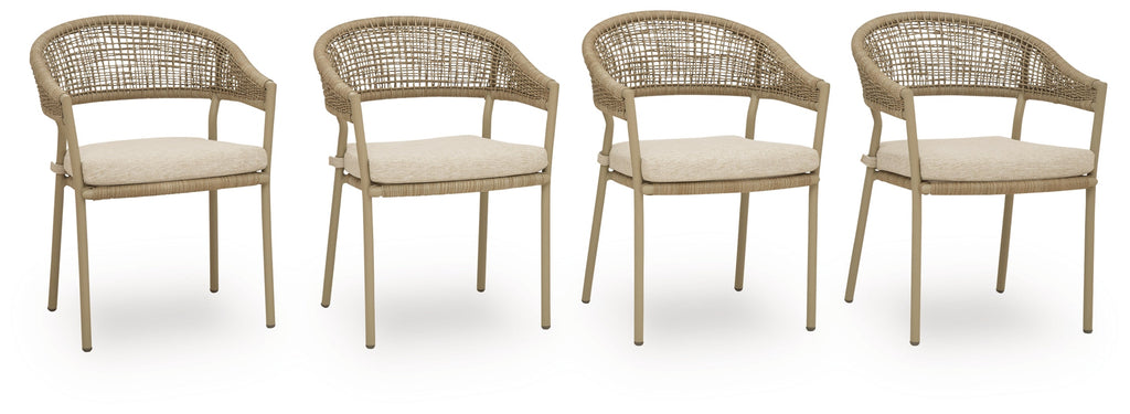 Orchard Beach Beige Arm Chair With Cushion (Set of 4)