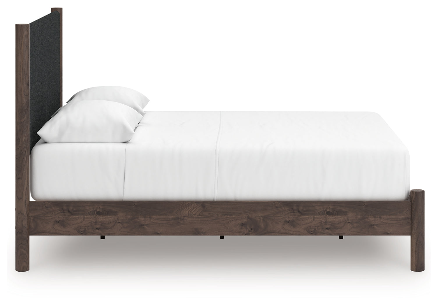 Pamytta Brown/Black Queen Upholstered Platform Bed, Dresser and Mirror