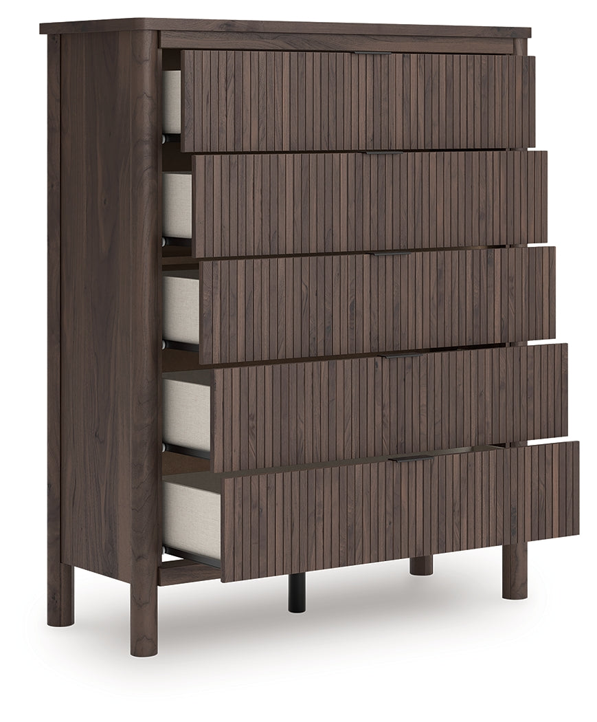 Pamytta Brown Five Drawer Wide Chest