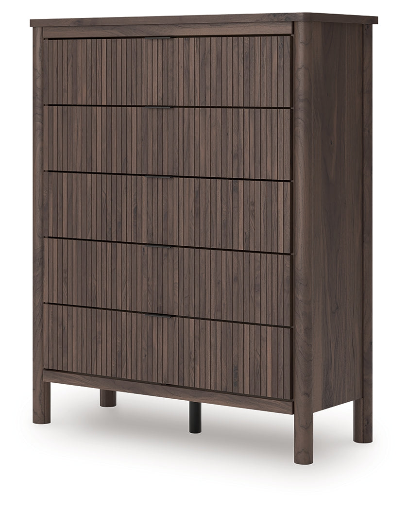 Pamytta Brown Five Drawer Wide Chest