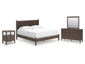 Pamytta King Panel Bed, Dresser, Mirror and Nightstand, Brown