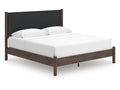 Pamytta Brown King Upholstered Panel Platform Bed