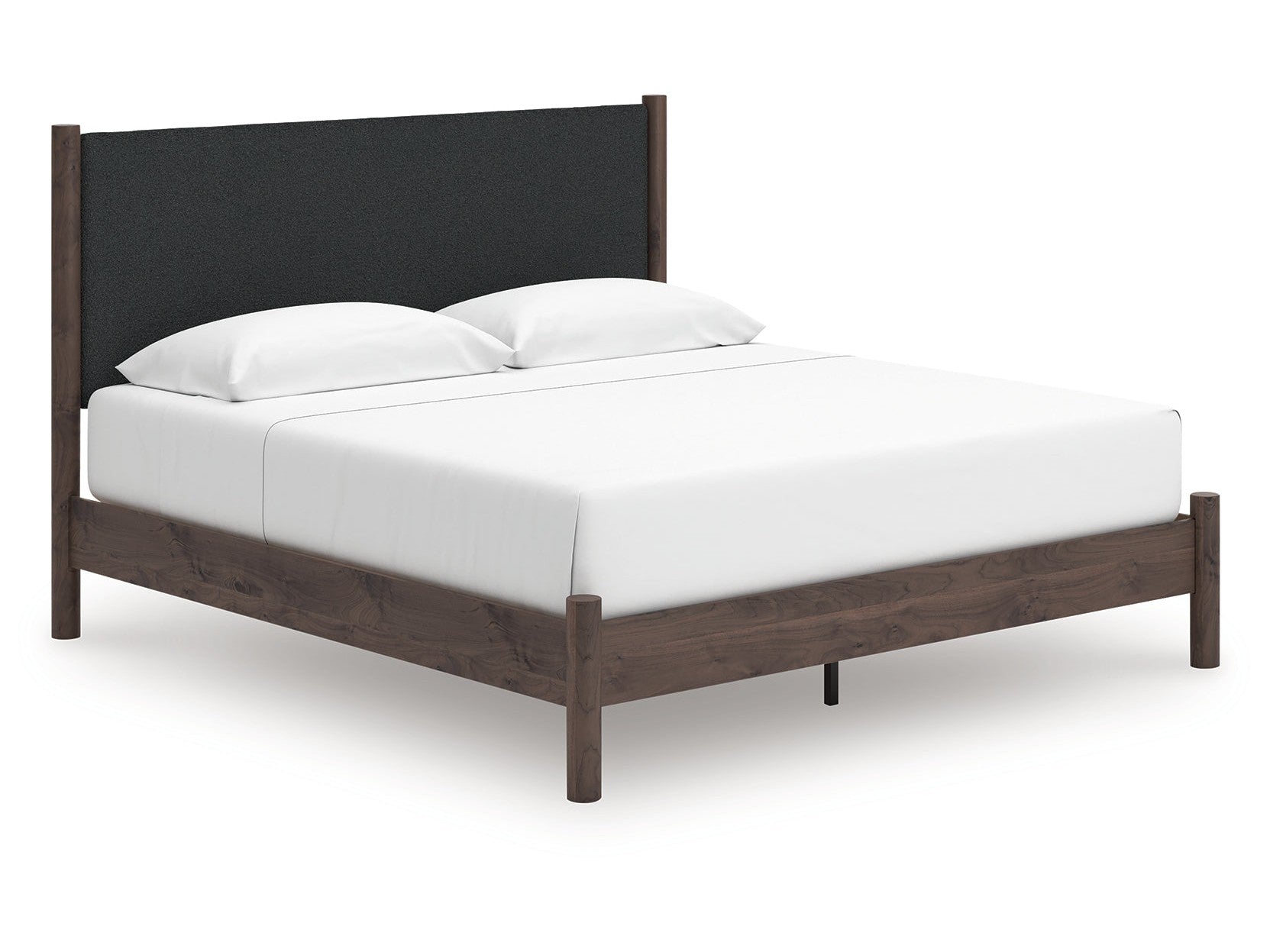 Pamytta Brown King Upholstered Panel Platform Bed