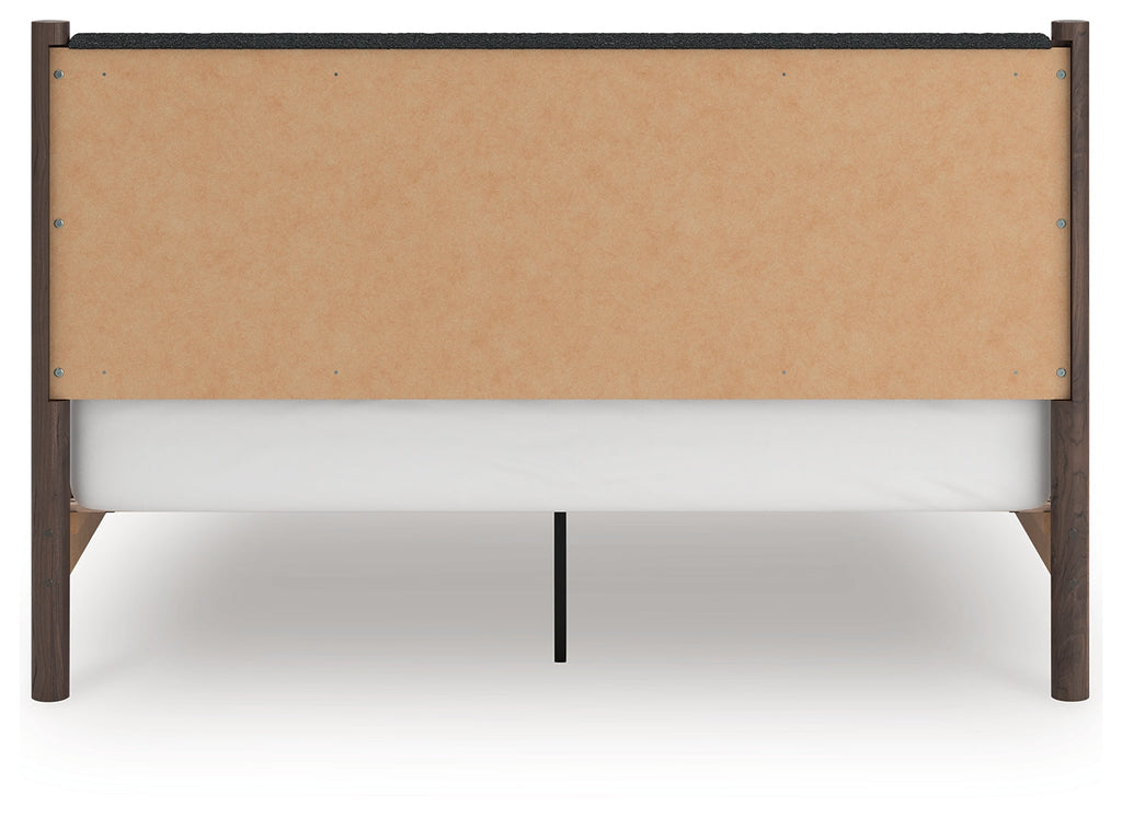 Pamytta Brown King Upholstered Panel Platform Bed
