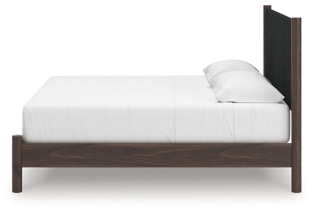 Pamytta Brown King Upholstered Panel Platform Bed