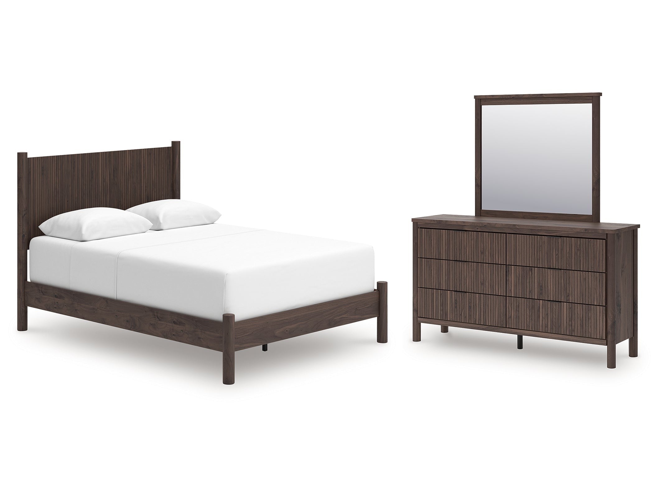 Pamytta Brown Queen Panel Bed, Dresser and Mirror